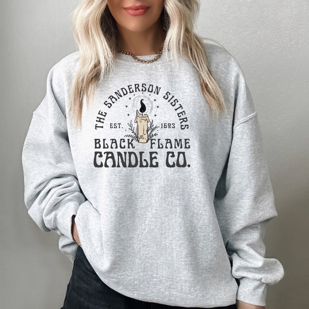 Sanderson Sisters Hocus Pocus Halloween Crewneck Sweater, Ash Grey